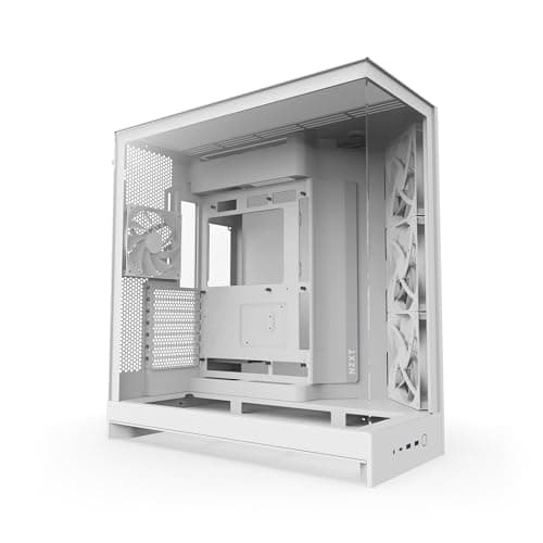 Image of NZXT H9 Flow (2025) – Large Dual-Chamber ATX Mid-Tower Airflow PC Case – Includes 3 x 140mm & 1 x 120mm Fans – 420mm Radiator Support – Tempered Glass – Back-Connect Ready – White