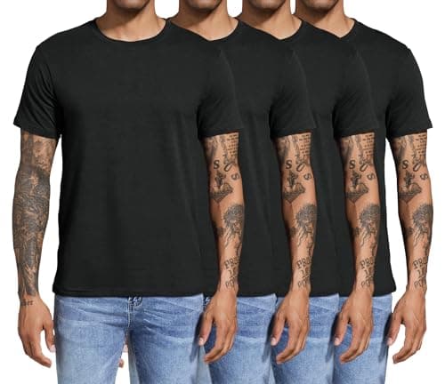 Image of Boyzn Men's 4 Pack Cotton T-Shirts, Men's Short Sleeve Tees, Crewneck Cotton T-Shirts for Men Black/Black/Black/Black-4P03-XL