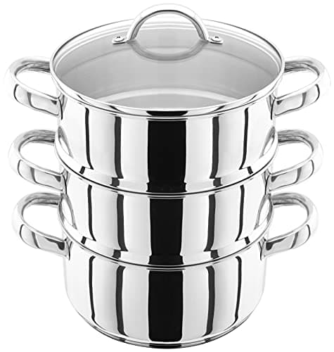 Image of Judge Stainless Steel 3 Tier Steamer Set with 20cm 1.6L Casserole, 2 Steamers and Lid, Induction Ready, Gift Boxed - 25 Year Guarantee