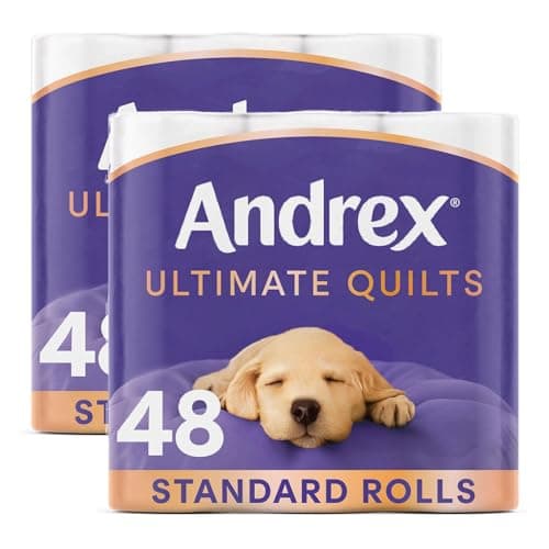 Image of Andrex Toilet Roll Supreme Quilts Fragrance-Free 3 Ply Toilet Paper, 48 Rolls White
