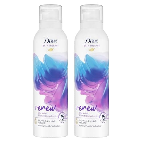 Image of Dove Bath Therapy Renew Shower and Shave Mousse with Wild Violet and Pink Hibiscus Scent Vegan, Cruelty-Free Creamy Texture Body Wash Make Your Skin Soft and Re-energised 200ml, 2 Pack