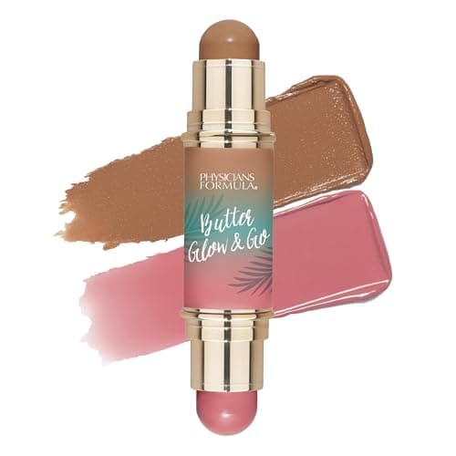 Image of Physicians Formula Butter Glow & Go, Dual-Ended Multiuse Makeup Stick for Cheeks, Eyes and Lips, Complementary Shades for Bronzing, Contouring and Blush, Sunkissed Rose