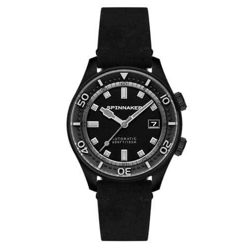 Image of Spinnaker Men's 42mm Bradner Automatic Black Watch with Leather Strap SP-5062-06