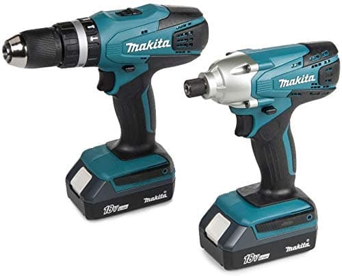 Image of MAKITA 18V Cordless Combi Lithium Drill & Lithium Impact Driver Twin Pack Complete KIT with Heavy Duty Carrying CASE + Free MAKITA Gold Impact Accessories