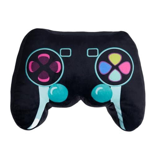 Image of OHS Gaming Pillow Cushion Gaming Controller Shaped, Soft Plush Comfy Back Support Cushions Lightweight Gaming Cushion For Living Room Bedroom & Gaming Gift, Black - 30x23cm