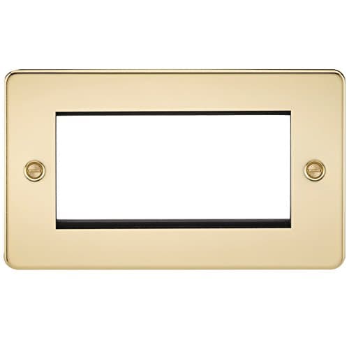 Image of Knightsbridge FP4GPB Flat Plate Modular Faceplate, Polished Brass, 4G