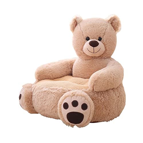 Image of Fenteer Kids Baby Cartoon Small Sofa - Toddler Soft Plush Chair for Girls Boys - Stylish Birthday Gift Support Seat - Measures 50x50x45cm, Bear A