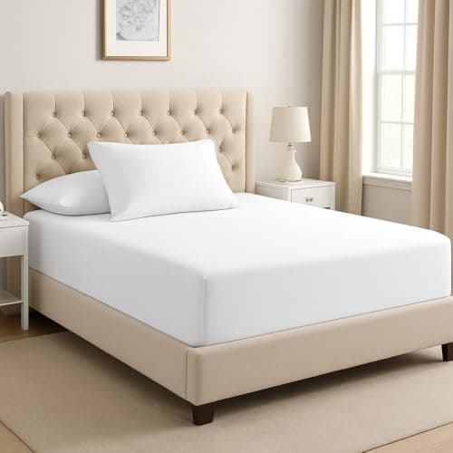 Image of Novexa King Size Fitted Sheet - 400 Thread Count 100% Egyptian Cotton, 25cm Deep Pocket - Soft, Breathable & Hotel Quality (King White)