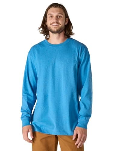 Image of Carhartt Men's Loose Fit Heavyweight Long-sleeve Logo Sleeve Graphic T-shirt, Horizon Blue Heather, XL Tall
