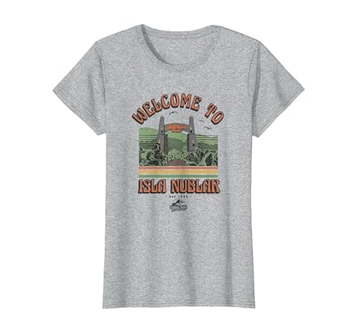 Image of Jurassic Park 30th Anniversary Welcome to Isla Nublar T-Shirt, Women, Heather Grey, XX-Large