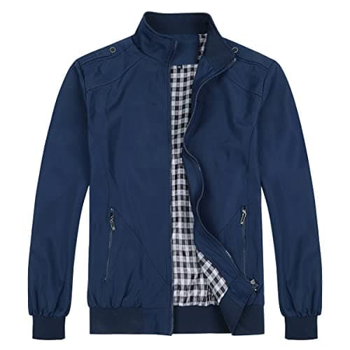 Image of Allthemen Mens Summer Bomber Jackets Baseball Lightweight Windbreaker Sports Coat #7533 Blue L