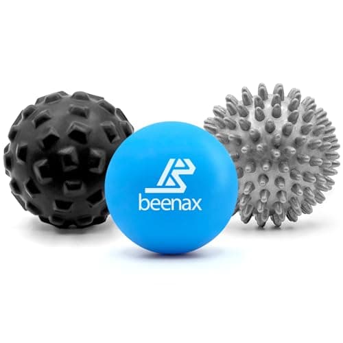 Image of Beenax Massage Ball (Set of 3) - Trigger Point Therapy, Myofascial Release, Plantar Fasciitis, Deep Tissue, Pain Relief and Stiffness Reduction - Relieve Stress and Relax Tight Muscles