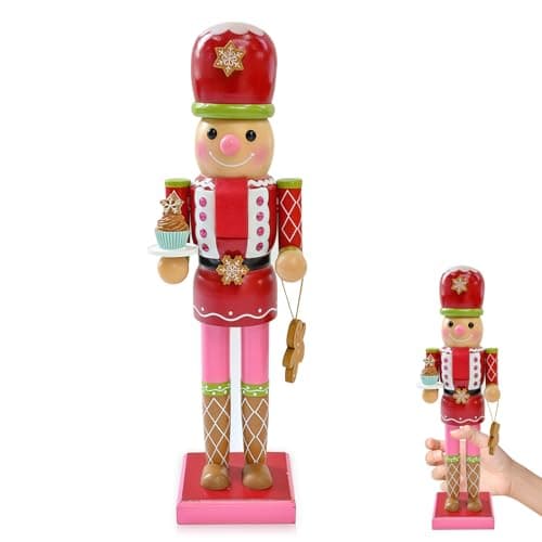 Image of Red Nutcracker Soldier Ornaments Christmas Decorations, 14 Inch christmas nutcracker figures large, Traditional Painted Wooden Doll,Nutcracker Soldier Puppet Doll for Fireplace Xmas Gift Indoor Decor