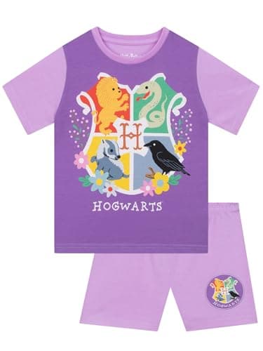 Image of Harry Potter Pyjamas, Hogwarts Girls Pyjamas, Gryffindor Girls Pjs, Kids Pjs For Summer, Purple 6-7 Years