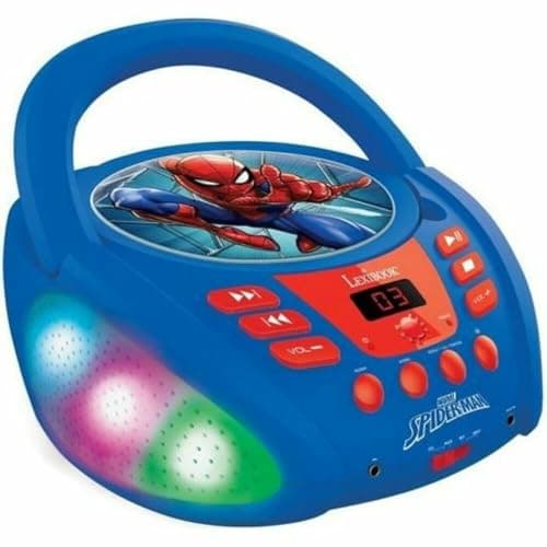 Image of Lexibook, Spider-Man, Bluetooth CD player for kids, Portable, Multicoloured light effects, Microphone jack, Aux-in jack, AC or battery-operated, Girls, Boys, Blue/Red, RCD109SP