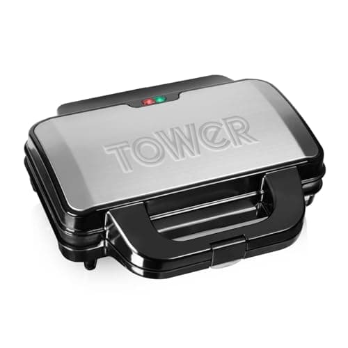 Image of Tower Deep Fill Sandwich Maker with Extra Deep, Non-Stick Plates, Automatic Temperature Control, 900W, Silver and Black, T27013