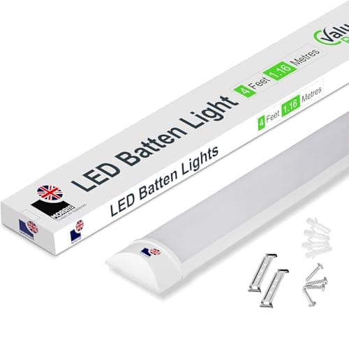 Image of Morris LED Batten Light 4ft - 40W 4800LM, IP20 Rated, 6500K Cool White, High-Lumen Single Light for Warehouses, Factories, Large Storage - Value Range
