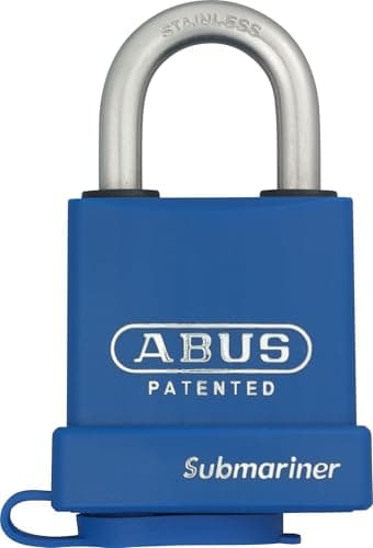 Image of ABUS Submariner 83WPIB/53 Padlock - Weatherproof - with rustproof Hardened Stainless Steel Shackle - with Plastic Coating - ABUS Security Level 8 - Blue