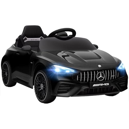 Image of AIYAPLAY Licensed Mercedes AMG CLE 53 Kids Electric Car, 12V Ride On Car with Dual Motors, Remote Control, Suspension, LED Lights, Music and Auxiliary Wheels for 3-6 Years Old, Black