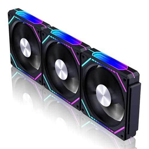Image of DS Wireless Assembly 360 Case Fan, 120MM LED Fan Compatible with ASUS Aura, MSI Mystic Light for PC Case, Computer CPU Cooler, Liquid Cooled System (3 Fans, KA Series)