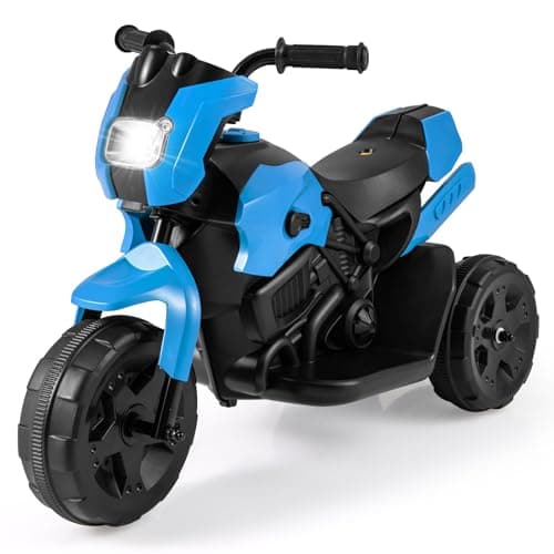 Image of GYMAX Kids Electric Motorbike, 6V Ride on Motorcycle with Headlight, 3 Wheels Children Motor Bike for 3 Years Old+ Boys Girls (Blue)