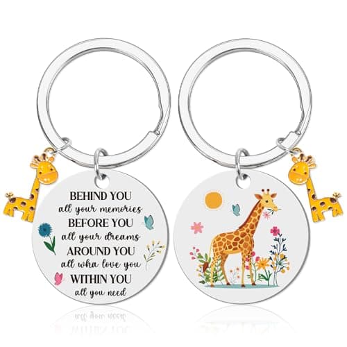 Image of Giraffe Keyring Gifts for Women - Inspirational Giraffe Keychain Animal Lovers Keyring Gift for Women Her Sister Animal Lovers Friends Colleague Bag Christmas Birthday Graduation Mothers Day Gifts