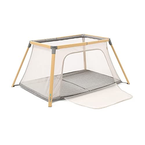 Image of Tutti Bambini Cozee Go 3-in-1 Bassinet, Travel Cot and Playpen - Perfect for Travel and Home Use, Lightweight & Compact and Suitable from Birth - Oak/Charcoal
