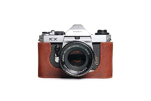 Image of Handmade Genuine Real Leather Half Camera Case Bag Cover for Pentax KX Rufous color
