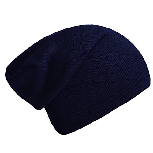 Image of DonDon Beanie hat Men Beanie Hats for Women Winter Slouch Beanie Design Dark Blue