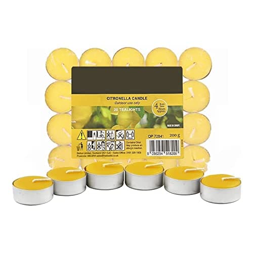 Image of Online Street Citronella Tealights Candle Pack of 20 | Garden Mosquito Fly Insect Repeller Tea Light Candles