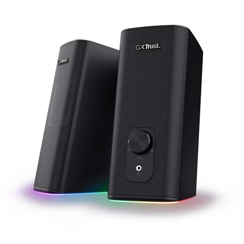 Image of Trust Gaming GXT 612 Cetic Bluetooth Speaker Set 2.0, Wireless PC Speakers with RGB Lights, 18W (10W RMS), 76% Recycled Plastic, USB Powered Stereo Computer Speakers for Desktop/Laptop - Black
