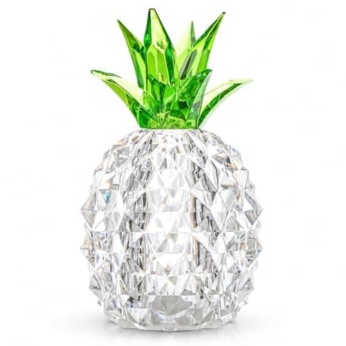 Image of NOXINDA White Pineapple Lamp for Home Decor, Crystal Style LED Pineapple Light, Battery Operated Acrylic Ornament Night Light for Living Room, Bedroom, Table Decorations and Shelf Decor