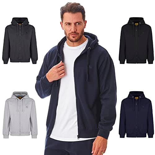 Image of Iron Mountain Men’s Full Zip Hoodie with Fleece Lining Cotton Blend Zip Up Hooded Sweatshirt with Kangaroo Pocket Workwear Hoodie (Navy, 3XL)