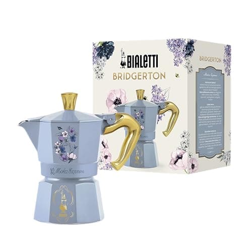 Image of Bialetti Moka Express Bridgerton 3 Cup Anti-scald Handle Non Induction 3 Cups (130ml) Aluminium Sky Blue