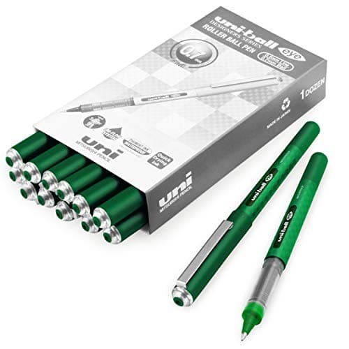Image of Uni-Ball Eye UB-157D Designer Liquid Ink Rollerball Pen – 0.7mm Nib – Green - Pack of 12 + 2