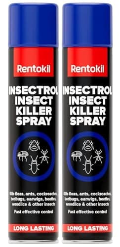 Image of Rentokil Insectrol Insect Killer Spray 600ml Fast-Acting, Long-Lasting Control for Fleas, Bed bugs, Ants, Cockroaches (Pack of 2)