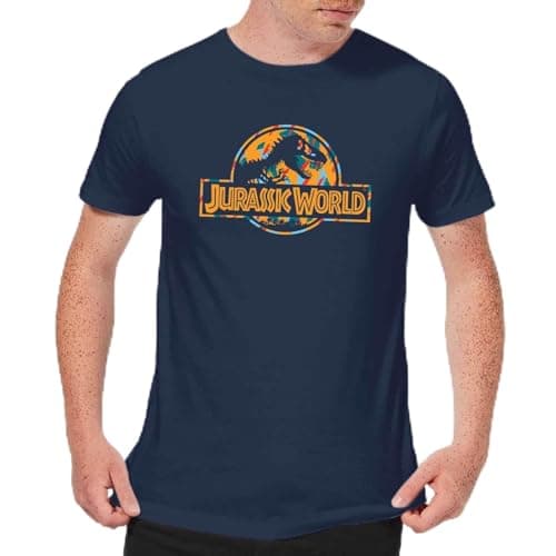 Image of Jurassic Park Logo Tropical Men's T-Shirt - Navy XL