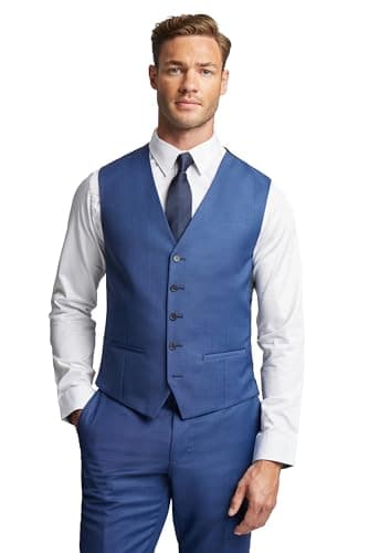 Image of Ted Baker Forbe Sharkskin Waistcoat in Cobalt Blue