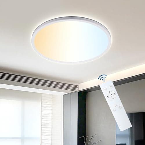 Image of ONDTA LED Ceiling Light with Remote Control 22W, 2800LM 2700K-6500K Dimmable Ceiling Lamp, IP44 Bathroom Lights Ceiling LED Panel for Kitchen Children's Room Bedroom Hallway, Office