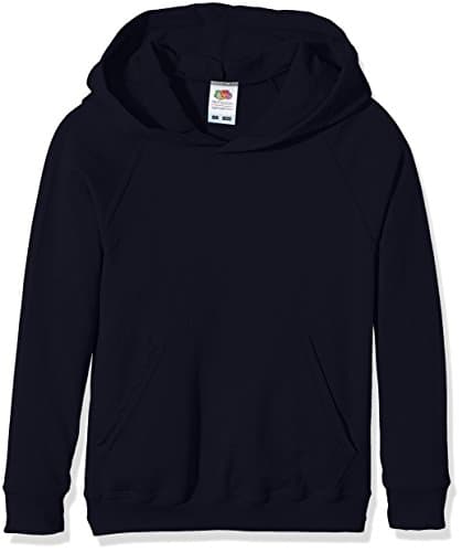 Image of Fruit of the Loom Unisex Kids Raglan Lightweight Hooded Sweat, Deep Navy, 12-13 Years (Manufacturer Size:34)