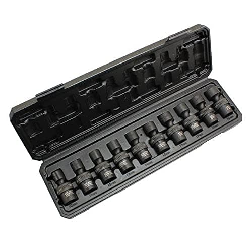 Image of US PRO INDUSTRIAL 10pc 3/8” Dr 360° Swivel Impact Shallow Sockets 10-19mm 3471