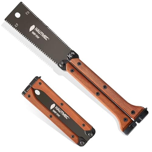 Image of HAUTMEC Folding Japanese Pull Saw, 150mm Hand Saw with Double-Edged SK5 Blade (12/17 TPI), Beech Wood Handle & Storage Pouch – Compact Flush Cut Handsaw for Woodworking & Precision Cuts – HT0446