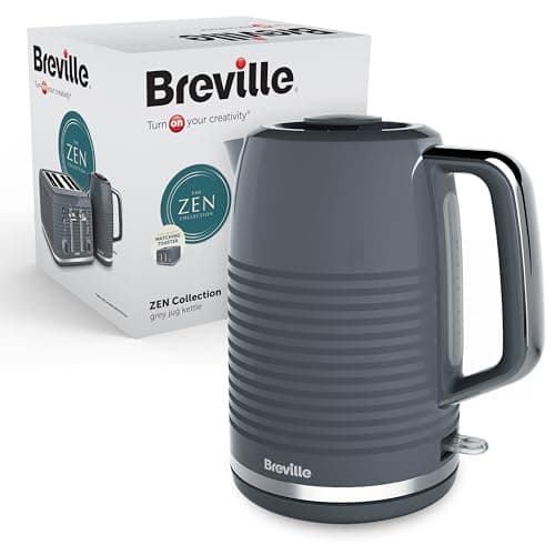 Image of Breville Zen Grey Electric Kettle | 1.7L | 3kW Fast Boil | Grey & Silver Chrome [VKT250]
