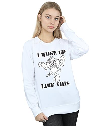 Image of LOONEY TUNES Women's Taz I Woke Up Like This Sweatshirt Large White