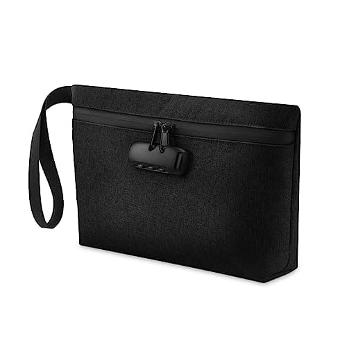 Image of Brifit Money Bag with Lock, Security Smell Proof Bag with Combination Lock, 13 x 8 Inches Waterproof Men & Women's Locking Accessories Pouch for Cash, Travel, Bank Deposits, Medicine Credit (Black)