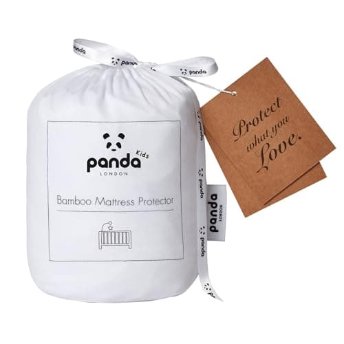 Image of Panda Bamboo Mattress Protector - White, Cot - Waterproof, Hypoallergenic, Eco-Friendly, Extra Deep Fit 15 cm