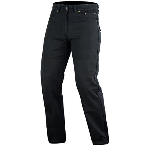 Image of Bikers Gear Australia Unisex Dkj1001blk-34s Motorcycle Black Classic Cut jeans with DuPontTM KEVLAR ARAMID FIBRE Removable Armour, Black, 34S UK 44S EU