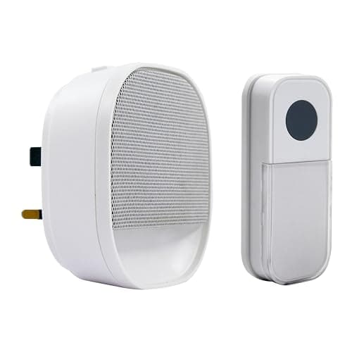 Image of Uni-Com Wireless Battery Free Plug-in Door Chime with Built-in Night Light, Low Power Consumption, Self-Powered Kinetic Bell Push, 200m Operating Range, 30 Chimes, LED Chime Alert, Easy Install