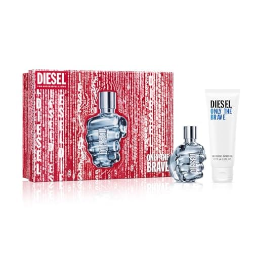 Image of Diesel Only The Brave Eau de Toilette Gift Set for Men, 50ml Fougere Aftershave with Lemon, Mandarin, Violet, Cedar and Warm Leather Plus 75ml Shower Gel, Woody Amber Masculine Duo Set
