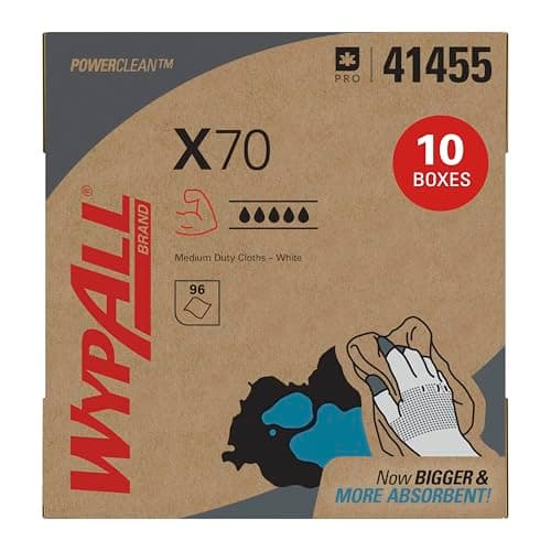 Image of WypAll Power Clean X70 Medium Duty Cloths (41455), Pop-Up Box,White, 10 Boxes/Case, 100 Sheets/Box, 1,000 Sheets/Case